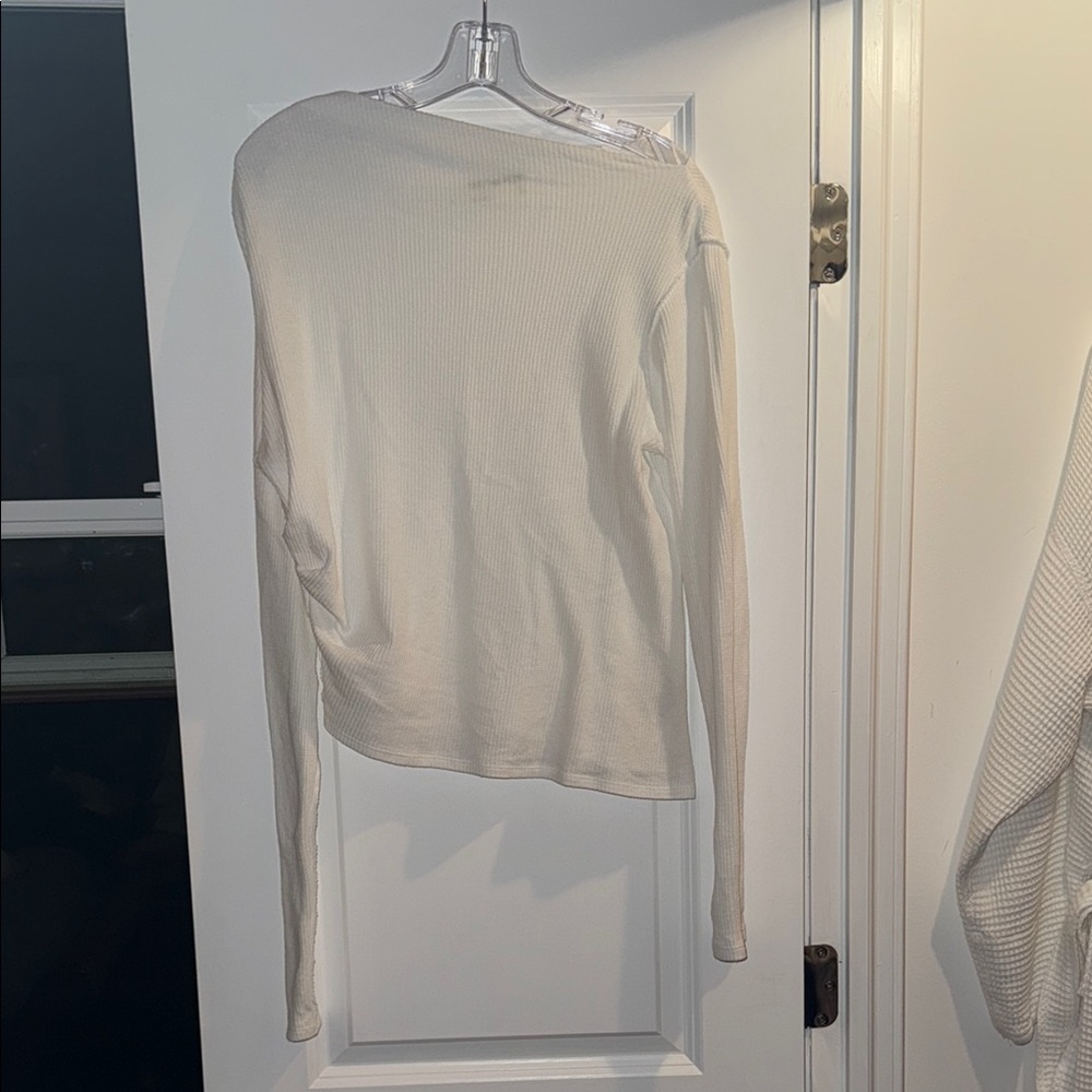 Free People Women's White Asymmetrical Waffle Knot Top